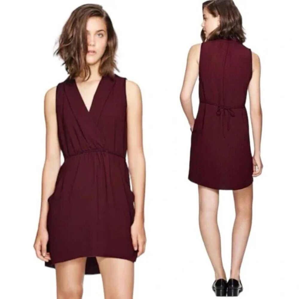 Aritzia Wilfred Sabine Faux Wrap Self Tie Mini Dress XXS